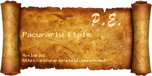 Pacurariu Etele névjegykártya